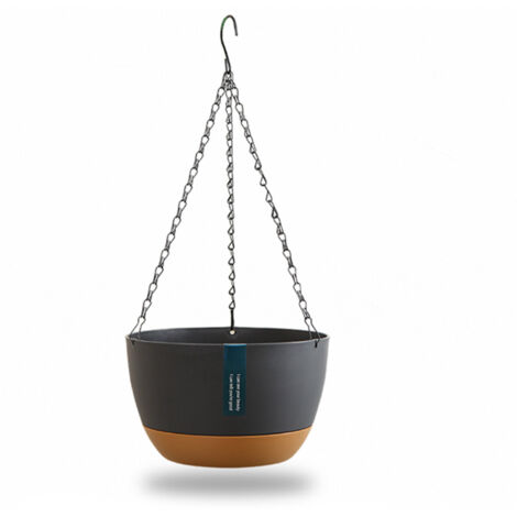 Hängender Blumentopf mit Doppelkette und integriertem Wasserreservoir für Balkon und Terrasse – aus recyceltem PP – in Weiß, Grün, Blau, Grau und Beige erhältlich – in den Größen S, M und L