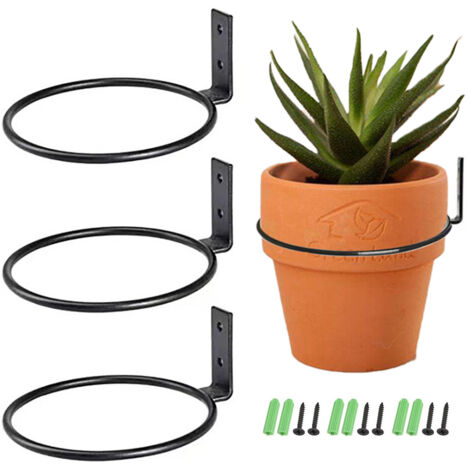 【Blumentopfhalter】 – Wandhalterung aus perforiertem Schmiedeeisenring, 3 faltbare 5-Zoll-Teile (123 g) für den Balkon