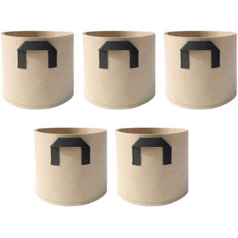 Filz-Pflanzsäcke – 5er-Pack – Kamel – 1/2/3/5/7/10 Gallonen (18x15cm bis 40x30cm) – Atmungsaktiv und strapazierfähig für Pflanzen