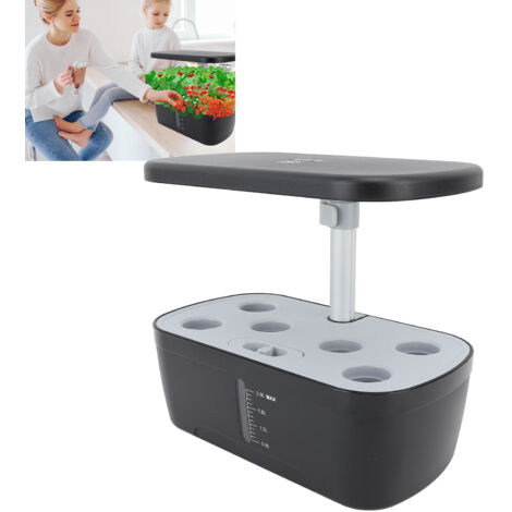 Hydroponik-Set mit 6 Pflanzgefäßen und LED-Beleuchtung, Indoor-Gartensystem, ABS 23 x 27 cm, automatische Keimung für Kräuter und Gemüse