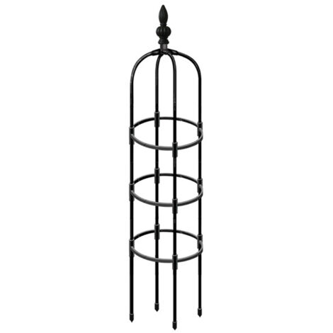 Obelisk-Stütze [90/120/150/180/210 cm], schwarzer Edelstahl, verstellbar, für Tomaten und Rosen