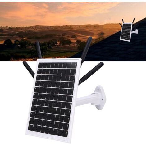Solarbetriebener 4G LTE Modem-Router + WLAN-Repeater für den Außenbereich (IP66) mit 12-W-Solarpanel, 18000-mAh-Akku, Antennen, Schwarz – 300 Mbit/s, 150 m Reichweite