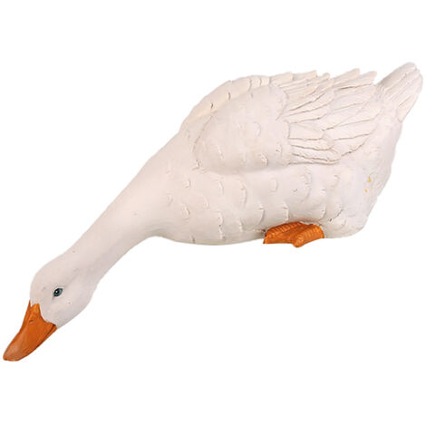 [Realistischer Dekovogel] Entenfigur aus natürlichem, weißem Kunstharz, 4 Größen: 28/17/12,5/17,5 cm, für Gärten/Parks und Zuhause. (1/5)