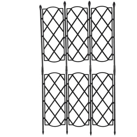 Gartenerweiterungsgitter, Blumenspalier, Wandhalterung für Klimaanlage [3-teilig / 6-teilig / 9-teilig, schwarz kunststoffbeschichtete Metallrohre, 46,5 cm hoch, robuste Konstruktion, abnehmbarer Zaun