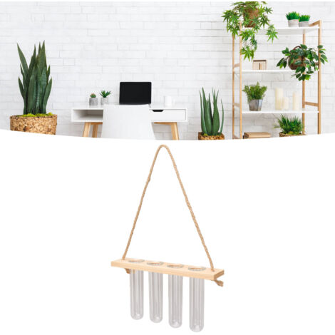 Pflanzenvermehrungsstation „The Botanist“, 1-stöckig, 4 Löcher mit naturfarbenem Holzständer, Mini-Glasröhrchen, Wand-Terrarium (1/5)
