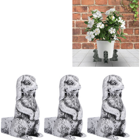 Gartendekoration: Blumenständer aus Kunstharz mit Tierfiguren (Hase) – 3 Füße für optimale Luftzirkulation, Antikbronze-Finish – für Pflanzen, Terrasse und drinnen/draußen (1/5)