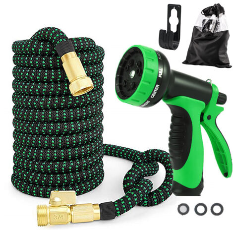 3-fach Teleskop-Wasserlanze, 10-Funktionen-Hochdruck-Bewässerungsset, 7,6 m, ABS Grün/Schwarz, für Garten- und Autowäsche (1/5)