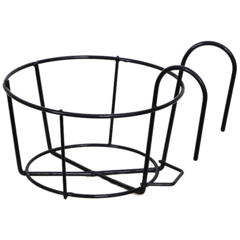 Rostbeständiger Hängeblumentopfhalter aus Metall - Blumentopf für Balkon/Garten/Gartenarbeit - 5 Modelle: 12/15/20/25/30 cm Schwarz/Weiß - 1 Halter (Mano Plattform)