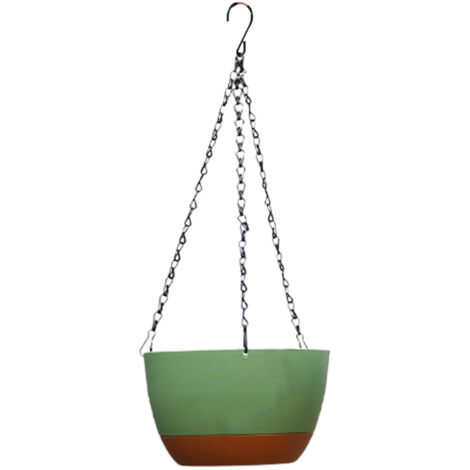 Hängender Blumentopf – Großes Modell (29 cm) aus robustem Kunstharz mit Kette – Farbe: Grease – Dekoration für Wohnzimmer oder Garten