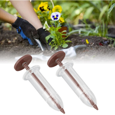 Miniatur-Sämaschine für kleine Samen, 2-teiliges Set, verstellbarer Handsäer und -spender für Gärtner – Pflanzset, Kunststoff, 37 g, 10 cm, Braun (1/5)