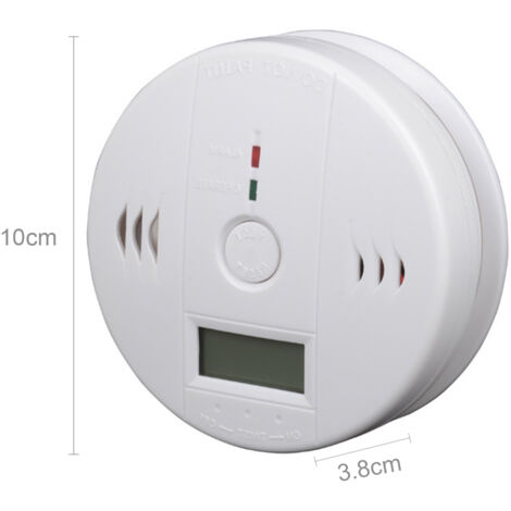 Rauch- und Kohlenmonoxidmelder mit CO-Alarm, LCD- und Sprachwarnung, PC- und ABS-Materialien, weiß, Abmessungen 10 x 3,8 cm, 3 AA-Batterien nicht enthalten. (1/5)