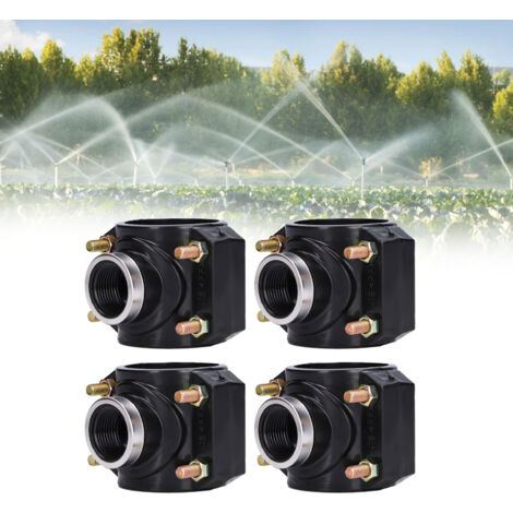 Sattelkopf-Set für Kunststoffrohre (4 Paar) – für Rohre mit 63 mm Durchmesser / G1-Innengewinde – Bewässerungs-/Gartenwasserumleitung (1/5)
