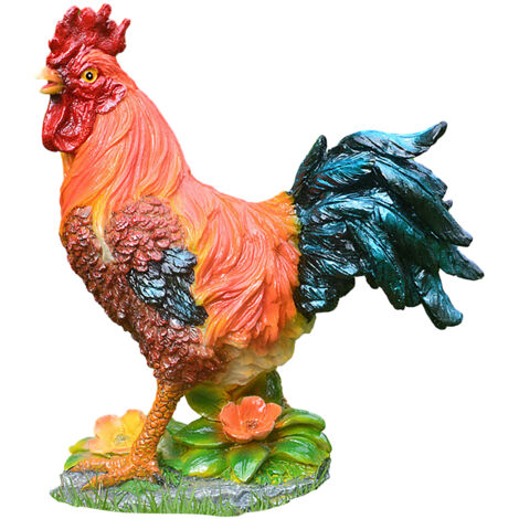 Hühnerfigur – Dekorative Harzfigur für den Garten – Hahn, Henne, Küken (3-teilig) – Rötliches Modell – 5 cm (1/5)