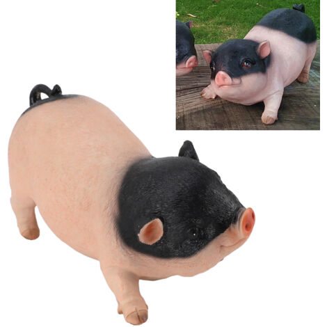 [Gartenstatue] + [Realistische Schweinefigur aus Kunstharz] + [Dekorativ für drinnen und draußen, 26 cm groß] (1/5)