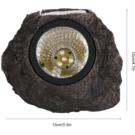 Solar-Gartenleuchte, LED, Steinoptik, PVC, 400 g, 15 cm, Weiß/Warmlicht (1/5)