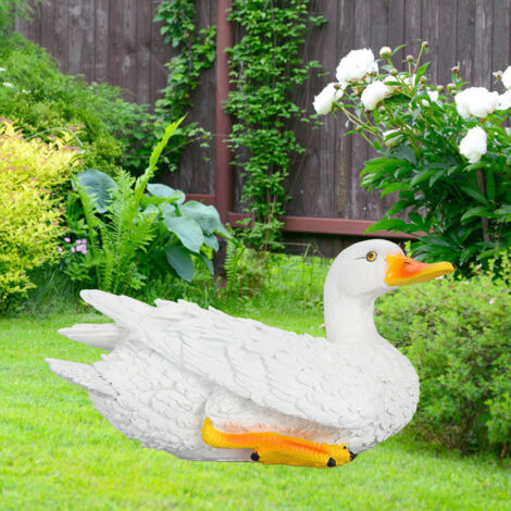 Gartendekoration: Innovative und naturgetreue Entenfigur aus weißem Kunstharz (27,5 x 14,5 cm), 1 Stück für Garten und Zuhause (1/5)
