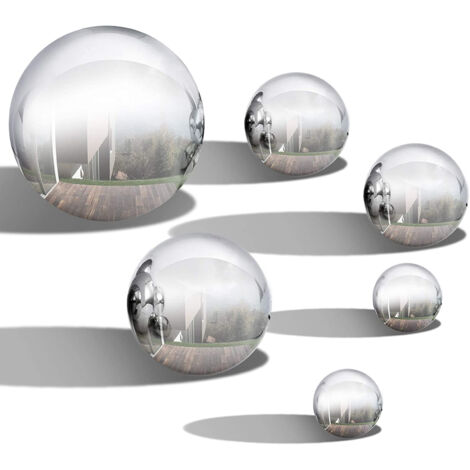 6er-Set Edelstahl-Spiegelkugeln für Gartendekorationen, Partys und Hochzeiten – Langlebige, glänzende Metallkugeln für die Innen- und Außendekoration von Haus und Garten. (1/5)