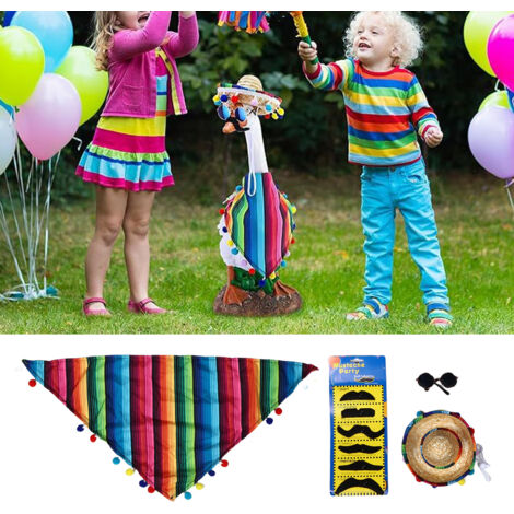 Kopf und Kostüm für Gartenfigur – Dekoratives Gänsekostüm-Set für 5,8 cm große Figuren mit Schal, Brille und 6 Bärten – Polyester (1/5)