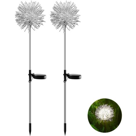 Löwenzahn-Solar-Gartenleuchte [Bodenmontage] 73 cm Modell IP65 Silber 2 Stück (1/5)