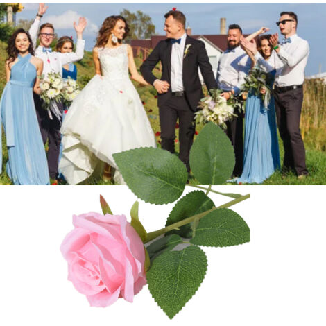 Künstliche Seidenrose - Dekorativer Blumenstrauß für Wohnzimmer und romantische Anlässe (51 cm, rosa) (1/5)