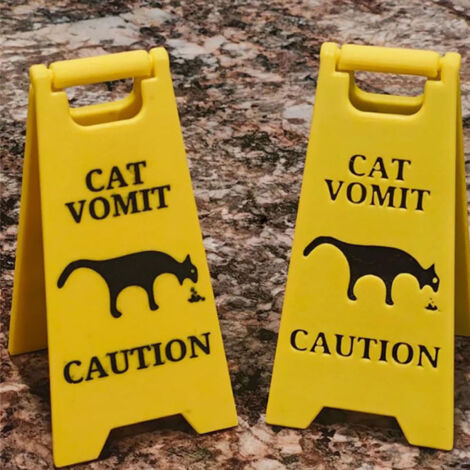 Humorvolles Warnschild „Katze und Hund erbrechen“, ABS, 10 cm, Gelb – 2 Stück, lustige Dekoration für Büro und Zuhause (1/5)