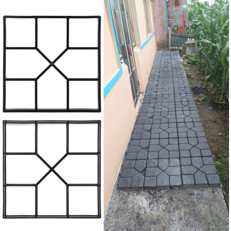 Moderne geometrische Pflasterform - Wiederverwendbares PP-Harz - 40 x 40 cm Schwarz - Für Wege, Gärten, Terrassen
