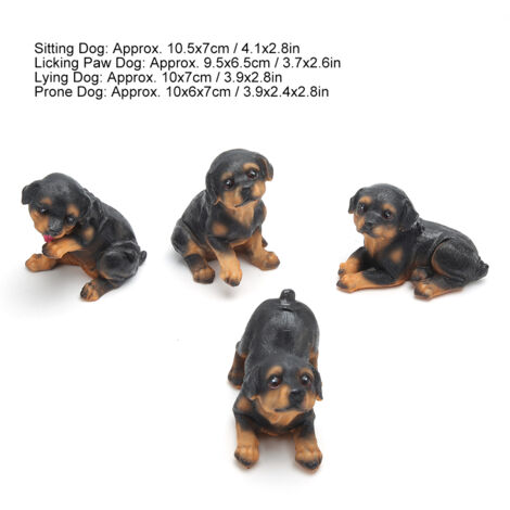Garten- und Hofdekoration: 4 Miniatur-Hundefiguren, umweltfreundliche Tierfiguren aus Kunstharz, 10 cm, elegantes Set (1/5)