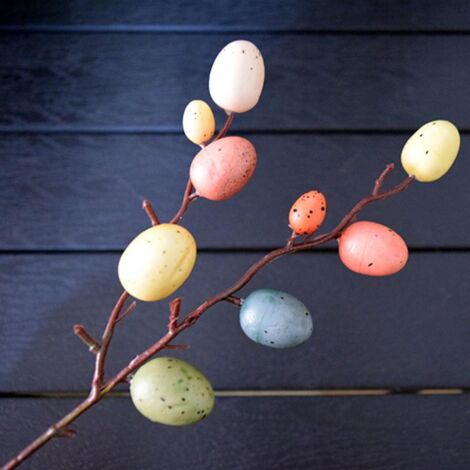 Osterstrauß mit Zweigen und ungiftigen, bunten Eiern, 33 cm – für Vase, Garten und als Dekoration für Zuhause (1/5)