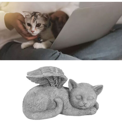 Tiergedenkstatue aus Kunstharz, schlafender Engel, Gartendekoration, Grabsteinornament, Katze (1/5)