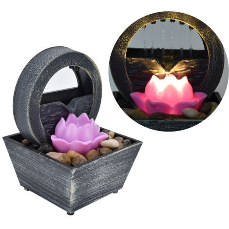 3V USB LED-Tischbrunnen mit Ziersteinen, Kunststoff-Blumenbrunnen für Zuhause oder Büro (1/5)