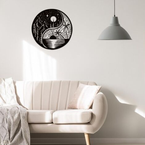 Metallkunst-Wanddekor-Skulptur, Hängeplakette Yin Yang Mond für den Innen- und Außenbereich