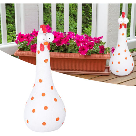 Handgefertigte Hühnerfigur aus Kunstharz für den Garten – Tierdekoration – Wetterfest – Größe: 20 cm – Weiß (1/5)