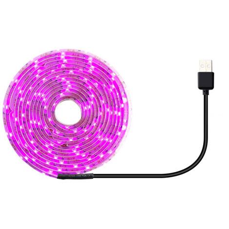 LED-Pflanzenbeleuchtung für den Innenbereich – Flexible Streifen mit Klebefläche (0,5 m/1 m/2 m/3 m – 30/60/120/180 LEDs – 5 V, Schutzart IP42) für Pflanzen, Gemüsegärten und Sukkulenten