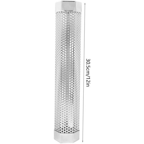 Sechseckiges Grill-Räucherrohr (30,5 cm) mit Bürste und 2 Haken + Räucherbox (22,5 cm) - Material: Edelstahl 304 (1/5)
