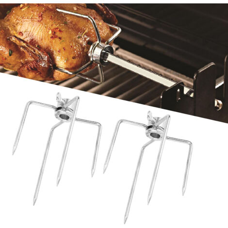 4-zinkiger Drehspieß, Edelstahl 304, beschichtet, für Grillspieß mit 1 cm Spieß, 2-teilig, BBQ-Grill, tragbarer Grillkocher, faltbar, leicht, großes Fassungsvermögen, mehrere Lüftungsöffnungen, hitzeb