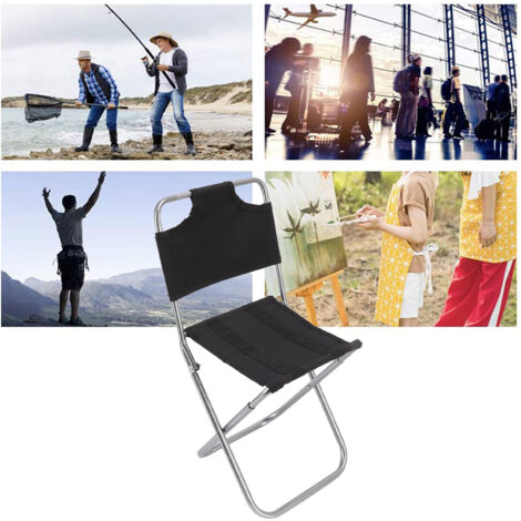 Klappstuhl mit atmungsaktiver Matte, kleiner tragbarer Campingstuhl, Tragkraft 90 kg, Größe: 47 cm, Gewicht: 418 g, Material: 600D Oxford-Gewebe, schwarzes Aluminiumrohr, Lieferumfang: Klappstuhl + Au (1/5)