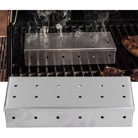 BBQ-Räucherbox [Grillzubehör] [1x Box] – Material: Edelstahl – Hohe Kompatibilität mit Gas- und Holzkohlegrills – Optimierte Belüftung für gleichmäßige Rauchentwicklung (1/5)
