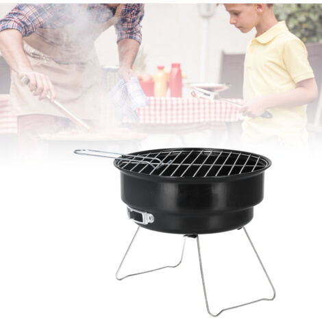 Mini-Rundgrill-Set für unterwegs, tragbarer Eisengrill mit intelligentem Thermometer, Grillrost und kabellosem Grillthermometer