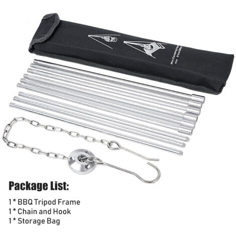 Aluminium-Kettenwinde mit Haken für Grillen und Camping – inklusive Aufbewahrungstasche und verstellbarer Höhe