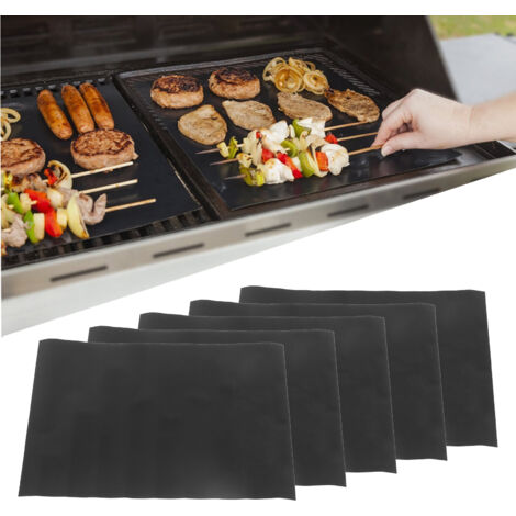 Verbesserte Antihaft-Grillmatte Tragbare Grillmatte 40 x 33 cm 5er-Set Fiberglasmatten für Camping und Picknicks (1/5)