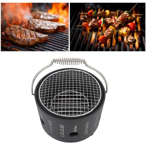 Tragbarer Grill aus Aluminium und Edelstahl mit Grillrost – Multifunktionaler Kocher für Camping, Tee und Grillen (1/5)