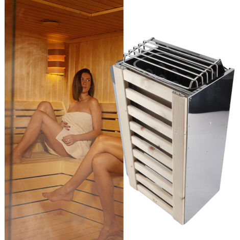 Saunaofen für den Innenbereich mit integrierter Steuerung, Saunaausstattung, 3,6 kW, Edelstahl, 230 V, 51 x 32 x 20,5 cm