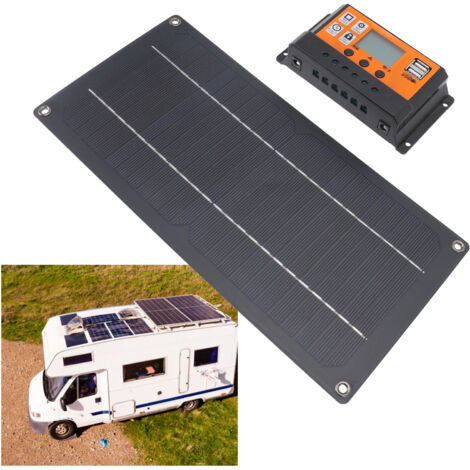 [Solarpanel-Set] Monokristallines Silizium 60W 12V/24V - 100A adaptiver Controller für Auto, Wohnmobil, Boot