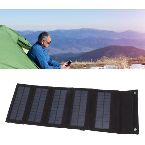 50-W-tragbares monokristallines Solarpanel, schwarzes faltbares Solarpanel, fünffach faltbare Solarpaneltasche