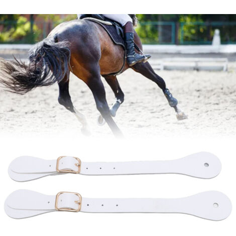 [Steigbügelriemen] Paar Steigbügelriemen aus Nappa-Kunstleder mit verstellbarer Länge (22 cm), weiß mit Strasssteinen, für Westernreiten