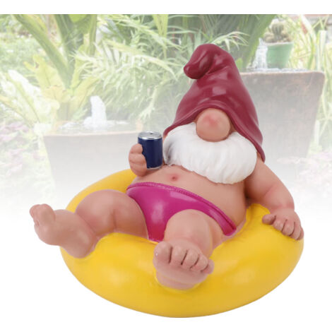 Schwimmende Gartenzwerg-Statue aus Kunstharz [Material: Kunstharz, Schaumstoff] [Maße: 17,5 x 12 x 15,5 cm] [Farbe: Gelb] – Dekoratives Ornament für Gärten, Pools und entspannende Außenbereiche (1/5)
