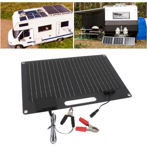 Tragbares 100-W-Solarpanel mit 2 USB-Anschlüssen, 12-V-/24-V-Schnellladefunktion, monokristallines ABS-Solarpanel