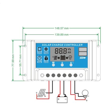 100-A-Solarregler mit integriertem USB-Anschluss und LCD-Display – Intelligenter Regler für Batterien, Solarmodule und multifunktionale Straßenbeleuchtung