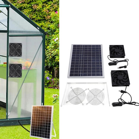 15W 18V Solar-Abluftventilator mit monokristallinem, wasserbeständigem Panel für Gewächshaus, Unterstand und Tierhandlung (320x265mm, 2 Ventilatoren)