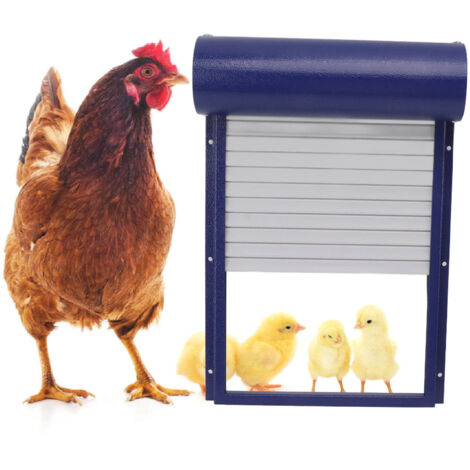 Automatische, solarbetriebene Hühnerstalltür mit Lichtsensor, Timer und Fernbedienung – Blau (1/5)